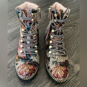 Cecelia Antropology Women Combat Lace-up Boots Leather upper rubber size9(#04